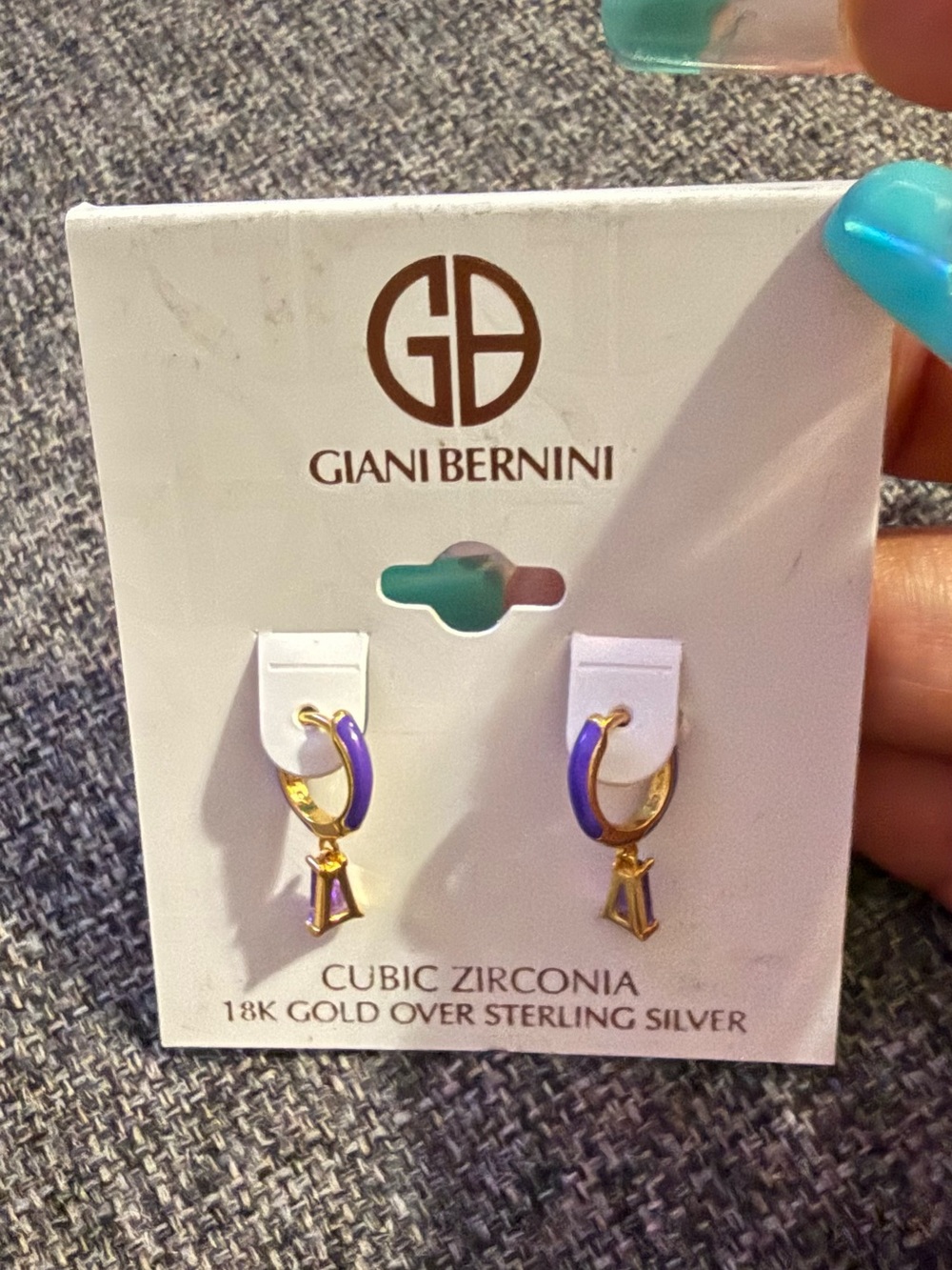 Giani Bernini Gold-Tone Hoop Earrings with Purple Enamel and Dangle Charm